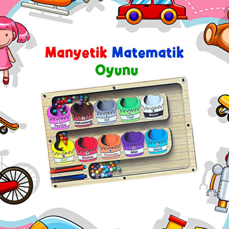 TİNEKE Manyetik Eğitici Renkli Sayma ve Eşleştirme Labirenti Eğitim Oyuncağı - Ahşap Montessori Oyunu Kova