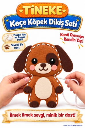 TİNEKE Sevimli Aslan Keçe Dikiş Seti – Çocuklar İçin Eğitici Kendin Yap Etkinliği 1ADET Model Go KÖPEK