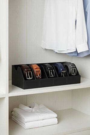 TİNEKE  5 Bölmeli Kemer Çorap Takı Makyaj Organizeri Dolap İçi Kemer Düzenleyici Organizer BEYAZ