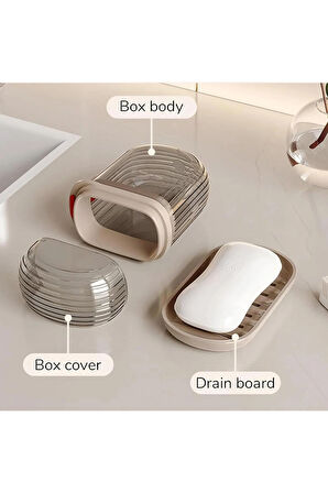 TİNEKE  Şeffaf Kutu Şeklinde Plastik Katı Sabunluk Pratik Kullanımlı Hijyenik Banyo Sabun Kabı 1 ADET