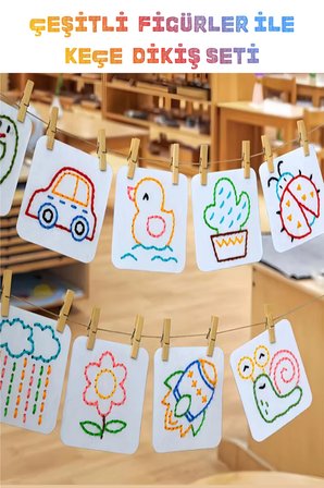 TİNEKE Keçe'den 10 Adet El İşi Dikiş Kiti Desenli Kolay ve Eğlenceli Hobi Eğitici Öğretici