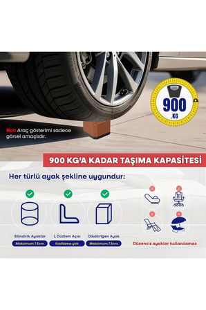 TİNEKE Robot Süpürge Mobilya Ayağı Ve Dolap Yükseltici Ayak Kaydırmaz Yükseltici 4Lü KAHVERENGİ KARE 7.5cm