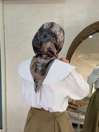 Pamuklu Soft Lara Desen Eşarp-Antrasit