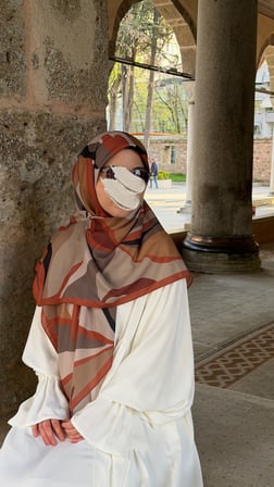 Pamuklu Soft Rânâ Desen Eşarp-Taba