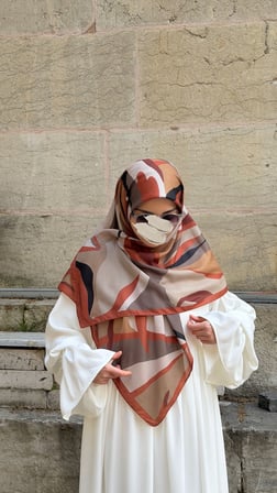 Pamuklu Soft Rânâ Desen Eşarp-Taba