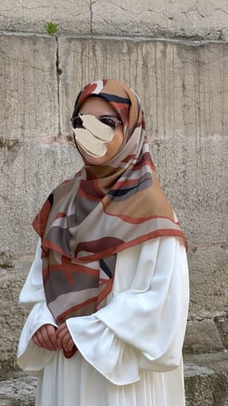 Pamuklu Soft Rânâ Desen Eşarp-Taba
