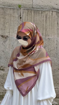 Pamuklu Soft Rânâ Desen Eşarp-Gül Kurusu