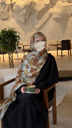 Pamuklu Garden Desen Şal-Küf Yeşil