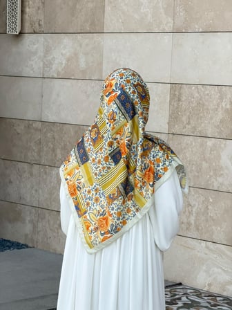 Pamuklu Piraye Desen Eşarp - Tereyağ Sarısı