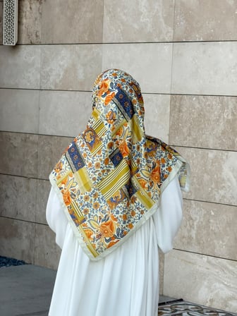 Pamuklu Piraye Desen Eşarp - Tereyağ Sarısı