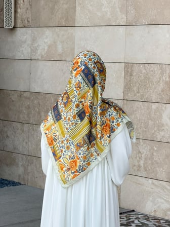 Pamuklu Piraye Desen Eşarp - Tereyağ Sarısı