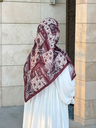 Pamuklu Piraye Desen Eşarp - Mürdüm
