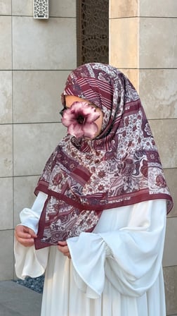 Pamuklu Piraye Desen Eşarp - Mürdüm