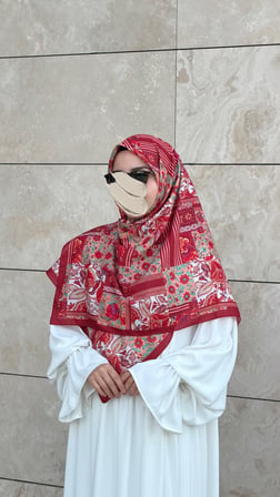 Pamuklu Piraye Desen Eşarp-Nar