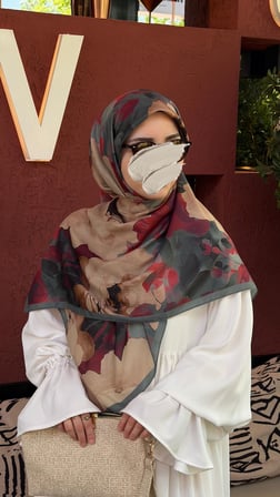Pamuklu Soft Meva Desen Eşarp-Zümrüt