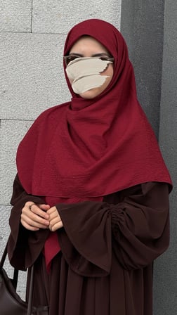 Premium Jakarlı Hüma Büyük Boy Eşarp -Bordo