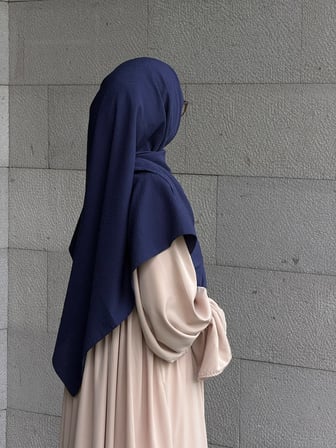 Premium Jakarlı Hüma Büyük Boy Eşarp -Lacivert