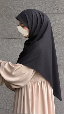 Premium Jakarlı Hüma Büyük Boy Eşarp -Siyah