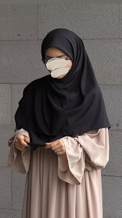 Premium Jakarlı Hüma Büyük Boy Eşarp -Siyah