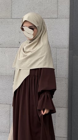 Premium Jakarlı Hüma Büyük Boy Eşarp -Taş