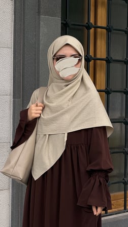 Premium Jakarlı Hüma Büyük Boy Eşarp -Taş