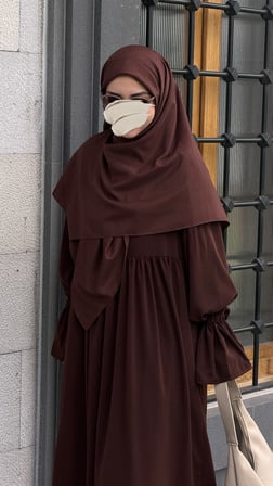 Premium Jakarlı Hüma Büyük Boy Eşarp -Acı Kahve