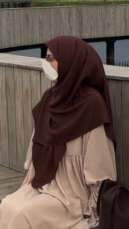 Premium Jakarlı Hüma Büyük Boy Eşarp -Acı Kahve