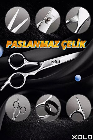 Titanyum Ayar Vidalı Düz Gri Grey Saç Kesim Makası | Profesyonel Kuyruklu Makas XLQ515GREY