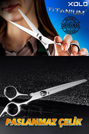 Titanyum Ayar Vidalı Düz Gri Grey Saç Kesim Makası | Profesyonel Kuyruklu Makas XLQ515GREY