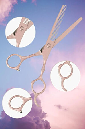 Mat Titanyum Ara Efile Makas | Gül Kurusu Saç Kesim Makası - Profesyonel Kuaför XLQ504B