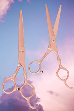 Mat Titanyum Gül Kurusu Düz Uçlu Saç Kesim Makası | Profesyonel Kuaför Makası XLQ504A