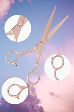 Mat Titanyum Gül Kurusu Düz Uçlu Saç Kesim Makası | Profesyonel Kuaför Makası XLQ504A