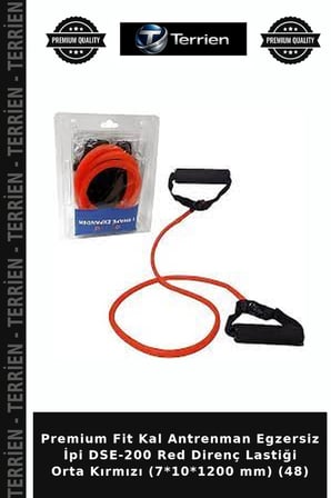 Premium Fit Kal Antrenman Egzersiz İpi DSE-200 Red Direnç Lastiği Orta Kırmızı (7*10*1200 mm) (48)