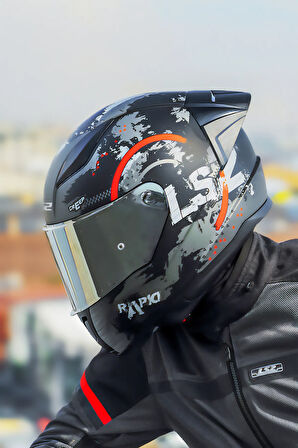 RAPID 2 CIRCLE MAT SİYAH-KIRMIZI KASK + SPOILER