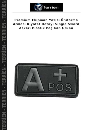 Premium Ekipman Yazısı Üniforma Arması Kıyafet Detayı Single Sword Askeri Plastik Peç Kan Grubu