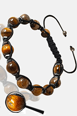 Sertifikalı Gerçek Hematit - Kaplan Gözü Taşı Bileklik - Ayarlamalı