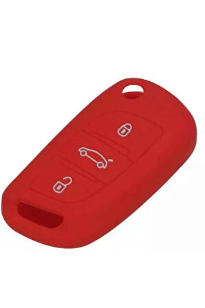 Citroen C4 C5 C-quatre Uyumlu Silikon Anahtar Koruma Kılıfı Kırmızı Renk