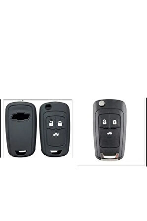 Chevrolet Cruze Aveo Uyumlu Silikon Anahtar Koruma Kılıfı Siyah Renk