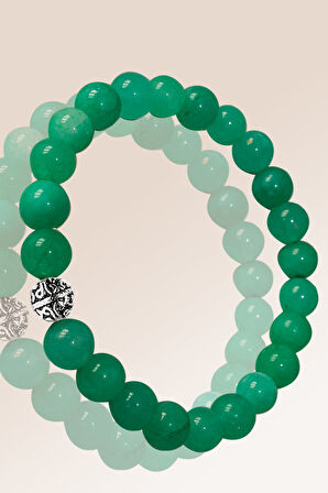 Sertifikalı Mat Aventurin Taşı Bileklik - Gümüş Aparatlı 