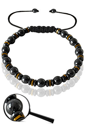 Sertifikalı Gerçek Hematit - Terahertz Taşı Bileklik - Ayarlamalı