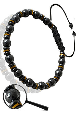 Sertifikalı Gerçek Hematit - Terahertz Taşı Bileklik - Ayarlamalı