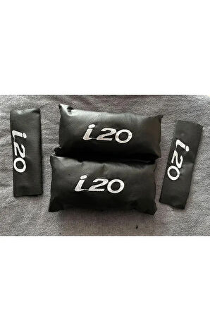 Hyundai I20 20 Nakışlı Deri 1 Çift Boyun Yastık Ve 1 Çift Kemer Pedi