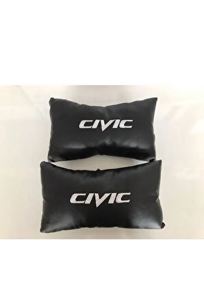 Honda Civic Nakışlı Deri 1 Çift Boyun Yastık Ve 1 Çift Kemer Pedi