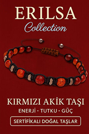 Sertifikalı Kırmızı Akik ve Terahertz Taşı Bileklik – Tutku, Güç ve Odaklanma Enerjisini Yükseltir