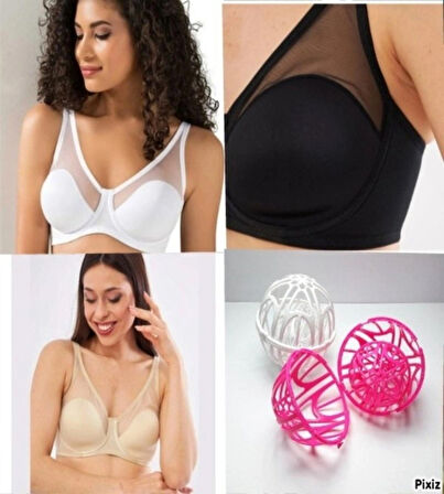 MissAyzA Fenetta Tül Kaplı B-c-d Cup Südyen 9200 3lü Avantajlı Paket, Yıkama Topu Hediyeli