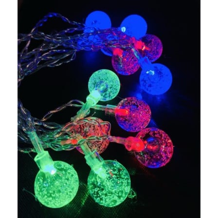 Premium Parti Süsü Işıltılı Dekor Vitrin Işığı 3m 20 Led Kristal Top RGB Pilli