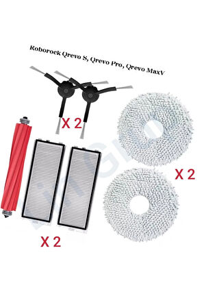 Roborock Qrevo S model QX1PEC modeli uyumlu yedek parça seti