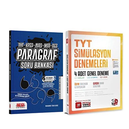 3D TYT 4 lü Deneme ve AKM Paragraf Soru Bankası Seti 2 Kitap