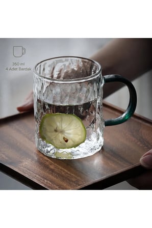 1 Adet Cam Sürahi Ve Kulplu Bardak Seti – 1800 ML Sürahi 350 ML Bardak, Şık Dokulu Tasarım, Mutfak Ve Misafir Sunumu, Glass Jug
