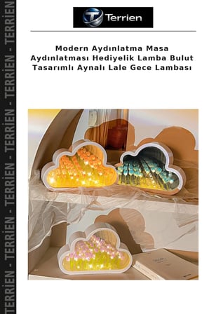 Modern Aydınlatma Masa Aydınlatması Hediyelik Lamba Bulut Tasarımlı Aynalı Lale Gece Lambası